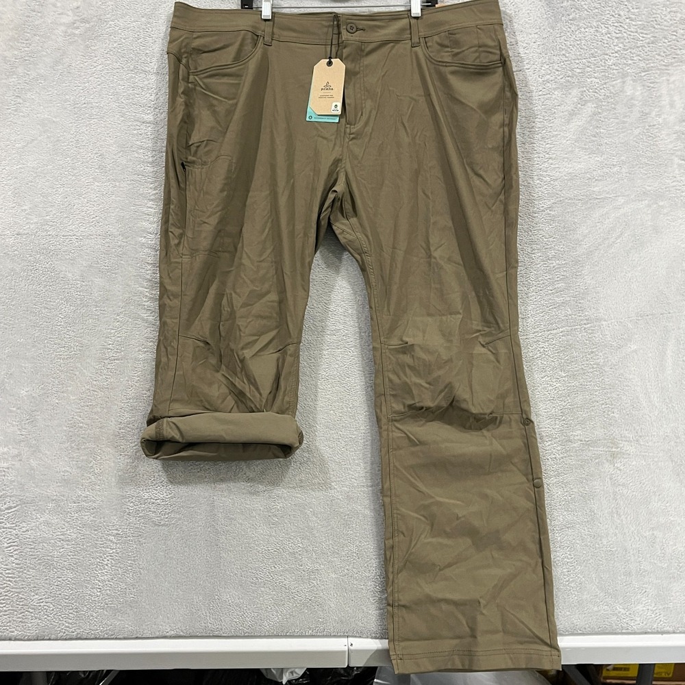 PRANA Halle Plus II Pants Women 22W Hybrid Roll Up Straight Gorpcore Slate Green